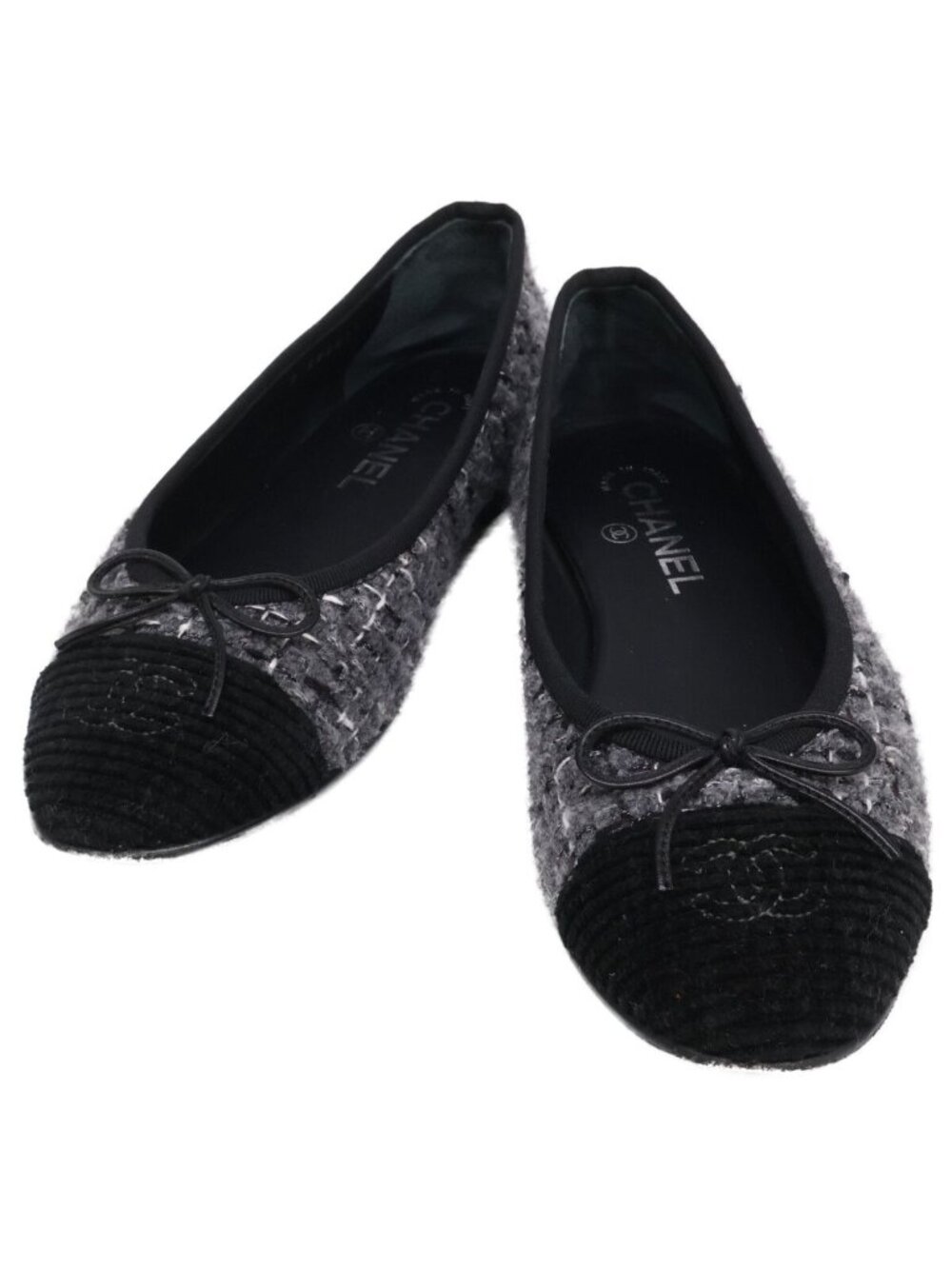 Chanel Ballerina CC Logo Tweed Ballet Shoes